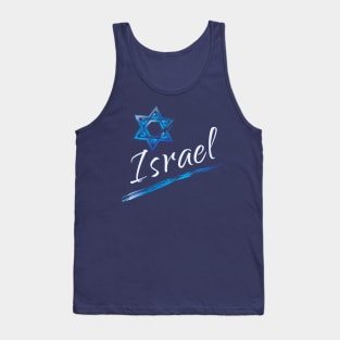 Happy Israel Independence Day Blue Star of David, Israeli flag 75th Anniversary Tank Top